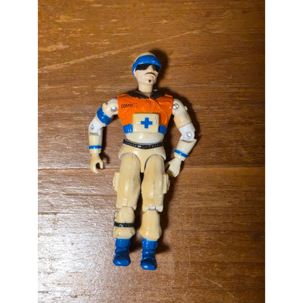 Vintage 1990 Lanard The Corps Action Figure Medic Rescue Orange Blue Tan 3.75 in